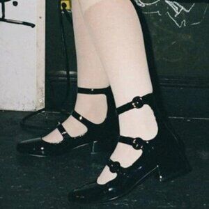 Women Casual Stylish Low Chunky Heels Closed Round Toe Mary Jane Leather Pumps